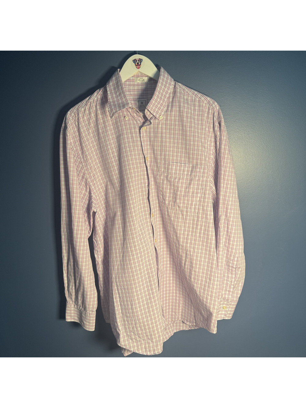 Peter Millar Men’s Large Pink White Plaid Cotton Button Down Shirt